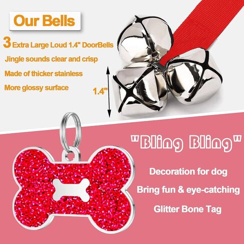 2 Pcs Dog Door Bells Dog Doorbell to go Outside Puppy Train Bell for Dogs to Ring to go Potty Puppy Toilet Training Bell for Door Knob Girl Puppy Essentials Accessories (Pink) in Kuwait