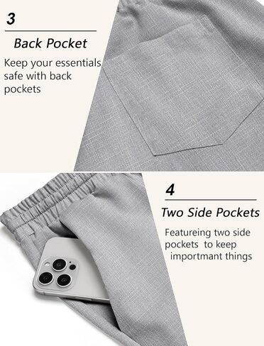 COOFANDY Mens Casual Pants Lightweight Drawstring Beach Pants Elastic Waist Linen Cropped Pants in Saudi Arabia