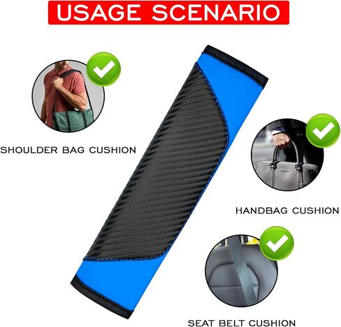 2PCS Car Seat Belt Cover, Carbon Fiber Soft Shoulder Strap Covers Harness Pads, Breathable Leather Safety Seatbelt Pads Helps Protect Your Neck and Shoulders (Blue) in Saudi Arabia