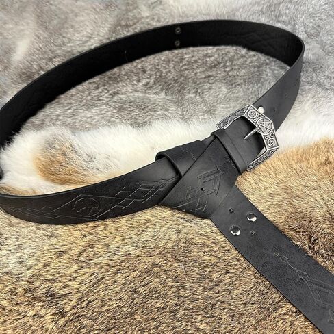 HiiFeuer Medieval Alchemy Faux Leather Buckle Belt, Fantasy Embossed Wizard Knight Belt for LARP Cosplay in Saudi Arabia