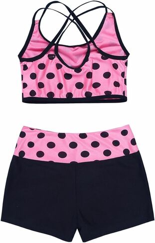 iEFiEL Kids Girls 2PCS Tankini Ballet Dance Sports Gym تجريب منقطة تانك توب قيعان in Kuwait