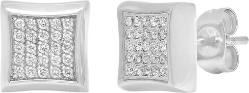 Black Stainless Steel 9.6mm Single Flared Square Pushback Stud Earring - Choice of Color in Saudi Arabia