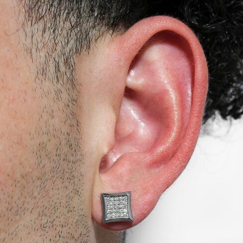 Black Stainless Steel 9.6mm Single Flared Square Pushback Stud Earring - Choice of Color in Saudi Arabia