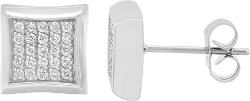 Black Stainless Steel 9.6mm Single Flared Square Pushback Stud Earring - Choice of Color in Saudi Arabia