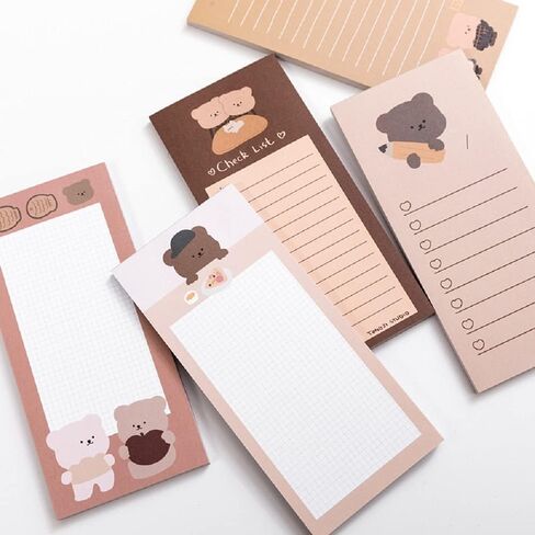 ANKOMINA 5 Pack Cute Cartoon Bear Memo Notes Writing Pads Scarpbook Message Notes Notepads Chesk List to Do List Memo Stationery Office School Supplies,50 Sheets/Pack,5.7x2.5 in in Saudi Arabia