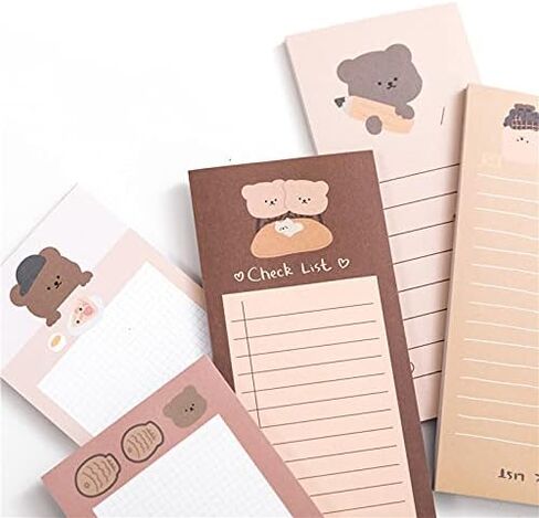 ANKOMINA 5 Pack Cute Cartoon Bear Memo Notes Writing Pads Scarpbook Message Notes Notepads Chesk List to Do List Memo Stationery Office School Supplies,50 Sheets/Pack,5.7x2.5 in in Saudi Arabia