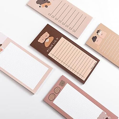 ANKOMINA 5 Pack Cute Cartoon Bear Memo Notes Writing Pads Scarpbook Message Notes Notepads Chesk List to Do List Memo Stationery Office School Supplies,50 Sheets/Pack,5.7x2.5 in in Saudi Arabia