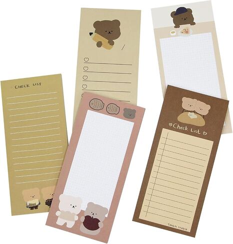 ANKOMINA 5 Pack Cute Cartoon Bear Memo Notes Writing Pads Scarpbook Message Notes Notepads Chesk List to Do List Memo Stationery Office School Supplies,50 Sheets/Pack,5.7x2.5 in in Saudi Arabia