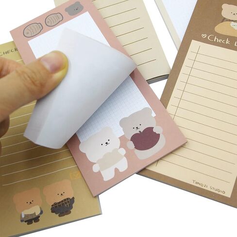 ANKOMINA 5 Pack Cute Cartoon Bear Memo Notes Writing Pads Scarpbook Message Notes Notepads Chesk List to Do List Memo Stationery Office School Supplies,50 Sheets/Pack,5.7x2.5 in in Saudi Arabia