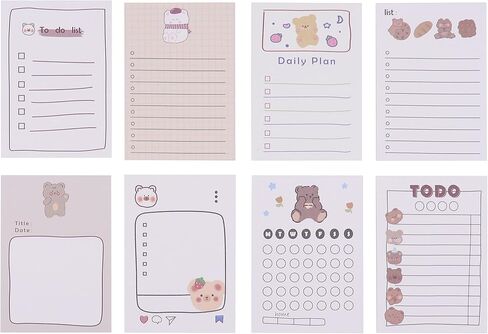 ANKOMINA 5 Pack Cute Cartoon Bear Memo Notes Writing Pads Scarpbook Message Notes Notepads Chesk List to Do List Memo Stationery Office School Supplies,50 Sheets/Pack,5.7x2.5 in in Saudi Arabia