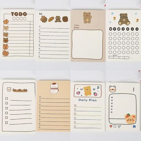 ANKOMINA 5 Pack Cute Cartoon Bear Memo Notes Writing Pads Scarpbook Message Notes Notepads Chesk List to Do List Memo Stationery Office School Supplies,50 Sheets/Pack,5.7x2.5 in in Saudi Arabia