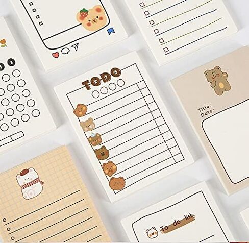 ANKOMINA 5 Pack Cute Cartoon Bear Memo Notes Writing Pads Scarpbook Message Notes Notepads Chesk List to Do List Memo Stationery Office School Supplies,50 Sheets/Pack,5.7x2.5 in in Saudi Arabia