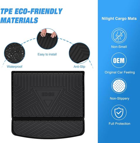 Nilight Cargo Mats for Ford Edge 2015 2016 2017 2018 2019 2020 2021 2022 2023 2024,All Weather Protection Heavy Duty Cargo Liners in Saudi Arabia