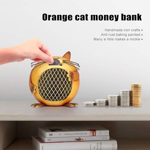 Tooarts Cat Coin Bank Animal Money Saving Box Iron Home Desk Decorations Ornament Children's Birthday Gift in Saudi Arabia