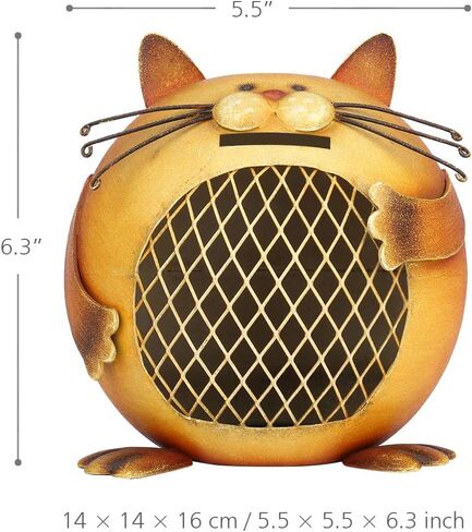 Tooarts Cat Coin Bank Animal Money Saving Box Iron Home Desk Decorations Ornament Children's Birthday Gift in Saudi Arabia