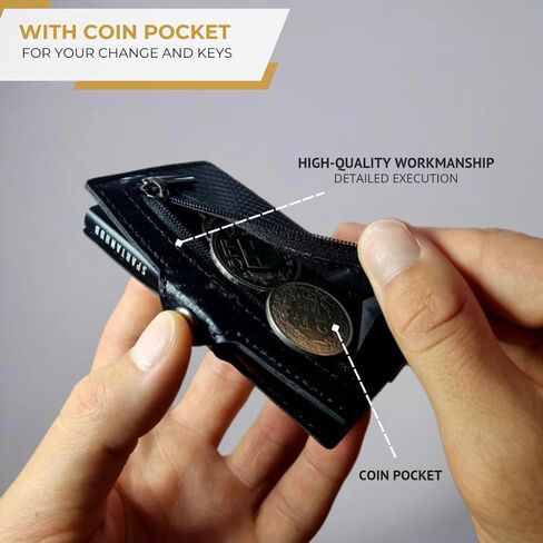 SPARTANHUB RFID Slim Wallet For Men - Mens Front Pocket Wallets, Thin & Compact Cardholder, Minimalistic With Small Coin Pouch, Modern Secure Leather Wallet That Holds Cards & Cash in Kuwait