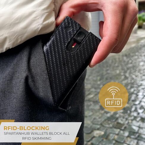 SPARTANHUB RFID Slim Wallet For Men - Mens Front Pocket Wallets, Thin & Compact Cardholder, Minimalistic With Small Coin Pouch, Modern Secure Leather Wallet That Holds Cards & Cash in Kuwait