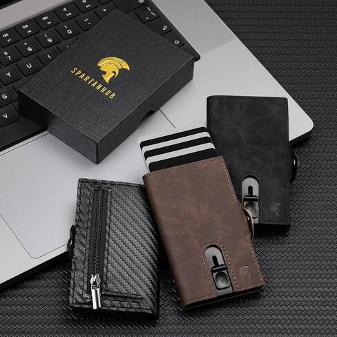 SPARTANHUB RFID Slim Wallet For Men - Mens Front Pocket Wallets, Thin & Compact Cardholder, Minimalistic With Small Coin Pouch, Modern Secure Leather Wallet That Holds Cards & Cash in Kuwait
