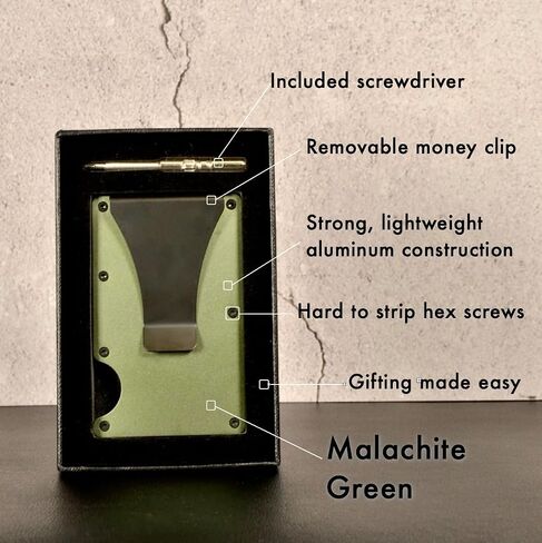 Minimalist Metal Slim Front Pocket Wallet for Men - (Malachite Green) in Saudi Arabia