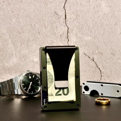 Minimalist Metal Slim Front Pocket Wallet for Men - (Malachite Green) in Saudi Arabia