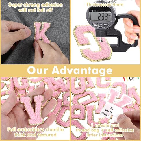 26Pcs Self-Adhesive Chenille Letters Patches, White Varsity Iron on Letter Patches Stickers, Glitter Chenille Alphabet Patches for Cloth, Stick on Backpacks Hats Repair Embroidered Preppy Patch in Saudi Arabia