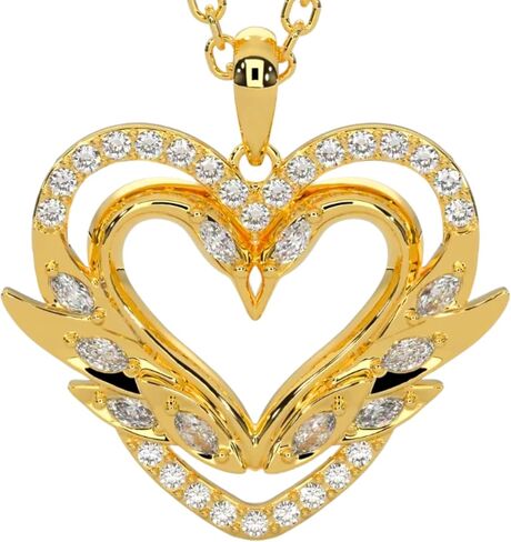 925 Sterling Silver Necklace 18k Gold Plated Swan Pendant Heart Necklace Gift in Saudi Arabia