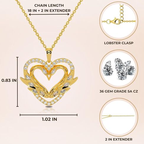 925 Sterling Silver Necklace 18k Gold Plated Swan Pendant Heart Necklace Gift in Saudi Arabia