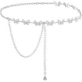Amaxiu Women Butterfly Waist Chain Belt, Metal Rhinestones Waist Belts Women Dress Belts Body link Chain Belt for Girl Women