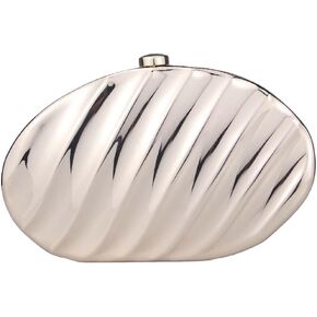 Water Wave Glitter Clutch Pures for Women Unique Oval Metallic Evening Handbag Wedding Party Prom Crossbody Purse