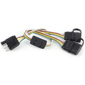 Qiilu 4-Pin Flat Connector, 4-Pin Trailer Plug Two Split Adapter Socket US Type Wire Connector Accessory for RV Trailers