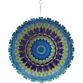 Blue Mandala Weathervane 3D Dynamic Garden Art Weathervane Metal Wind Spinner 12 Inch Stainless Steel Hanging Wind Chime for Patio, Garden and Interior Decoration in Saudi Arabia