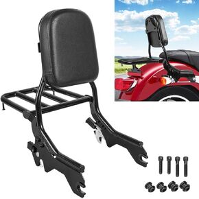 Upright Backrest Sissy Bar with Luggage Rack Back Rest Pad Docking Hardware Kit Compatible with for Harley Softail FLSL FXST Heritage Classic FLHC Deluxe FLDE Street Bob FXBB 2018-2024