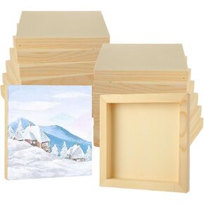 24PCS Wood Panel Boards 6x6 Inch Unfinished Wooden Canvas Board, Wooden Boards for Painting, Drawing, Pouring, Wood Burning and DIY Arts Crafts Projects