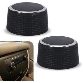 2 PCS Car Radio Control Knob Kit, Plastic Tuner Control Knob with 3D Anti-Slip Particles, Audio Volume Adjustment Knob Replacement #22912547, Compatible with Cadillac Chevrolet GMC (Black)