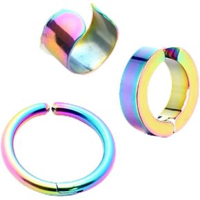 3PCS Clip On Hoop Earrings for Men Women Non-Pierced Helix Cartilage Ear Cuffs Punk Rock Earrings