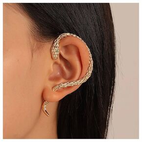 Bohemian Snake Cuff Earring Gold Serpent Cartilage Earring Punk Snake Clip Wrap Earring Viper Snake Ear Climber Earring Jewelry for Women and Girls