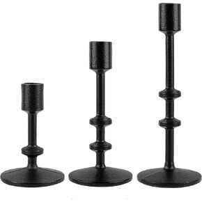 Black Candlestick Holders Set of 3 - Modern Taper Candle Holders for Home Decor, Candle Sticks Holder Decor for Weddings Birthdays Christmas Parties - Candle Stick Holder for Living Room Centerpieces