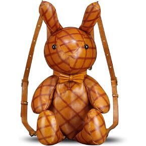 Genuine Leather Backpack for Women Kanpsack Rucksack Vintage Cute Rabbit Shape Crossbody Shoulder Bag Satchel Purse (Coffee)