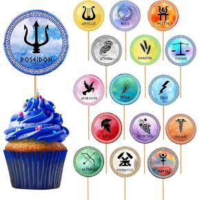 Greek Mythology Cupcake Toppers, 48pcs Greek God Cupcake Toppers, Htabiol Greek Mythology Cake Decorations, Greek Mythology Party Supplies, Fit for Greek God Party, Percy Jackson Birthday Party