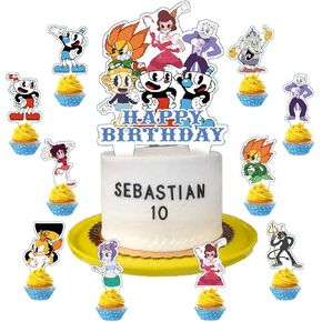 37Pcs Cup Heaad Party Cake&Cupcake Toppers for Birthday Party Supplies,Boys' Theme Birthday Party Decoration in Saudi Arabia