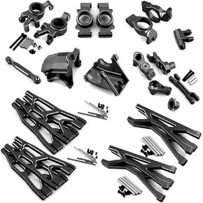 Complete Set of Aluminum Upgrade Parts for Traxxas 1/5 X-Maxx 6S/8S ，Upper and Lower Suspension Arms Set (Front and Rear) Alloy Caster Block, Steering Block and Ball Bearing Steering etc.