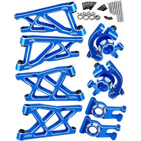 Alloy Front Rear Suspension Arm & Steering Blocks Caster Blocks C-Hubs Stub Axle Carriers Upgrades Part for 1/10 ARRMA Granite/Senton 3S Blx & Mega 550,Vorteks 3S Blx,Navy Blue