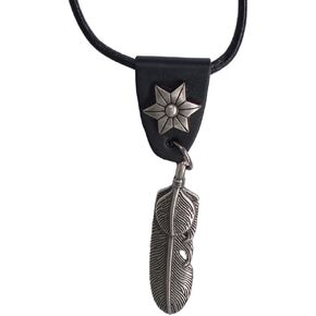 Native American Indian Chief Necklace Handmade Genuine Leather Cord Vintage Surfer Jewelry Indian Warrior