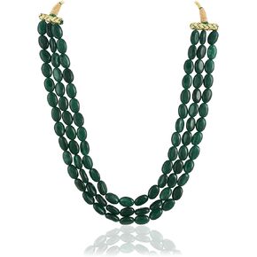 Ratnavali Jewels Quartz Triple Layer Beads Stone Strand Fashion Necklace Women
