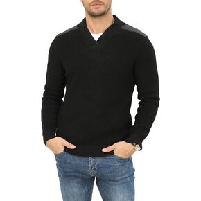 Fashion Sweater for Men Long Sleeve Solid Color V Neck Knitted Pullover Casaul Fitted Sports Polo Sweatershirts