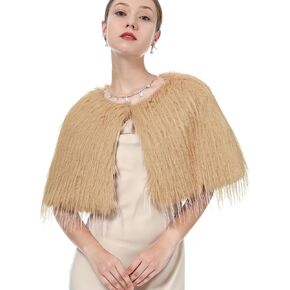 Faux Fur Shoulder Shawl Wrap Viking Cape for Women Bridal Wedding Shrug Party Winter Capelet
