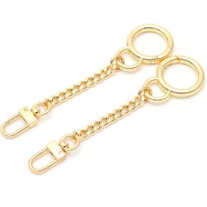 NEXT FASHION Bag Charm Bag Strap Extender Gold Metal Accessory [Set of 2 Pieces] for Women Handbag - 7mmMiniCurbSmall 4.5"