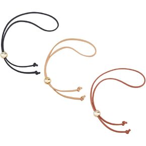Hobbspring 3Pcs PU Leather Bag Drawstring 35.43inch Detachable Leather Pull String Adjustable Drawstring Bunches with Slide String Keeper Purse Strap for Bucket Bag Handbags Replacement