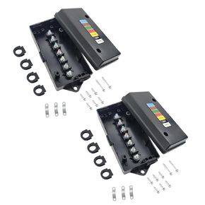 2 Set 7 Way Trailer Junction Box Weatherproof 7 Gang Color Coded Solid Studs Electrical Trailer Wiring Junction Box 7 Pole Waterproof for RV Camper Caravans Boat Trailer Light Rewiring