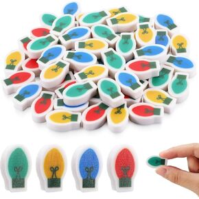 60 Pcs Lightbulb Mini Erasers 1.02 x 0.59 Inches Christmas Mini Eraser for Kids Bulk Multicolor Tiny Xmas Eraser for Christmas Party Stuffing Gifts Favor Home School Work Reward, 4 Colors